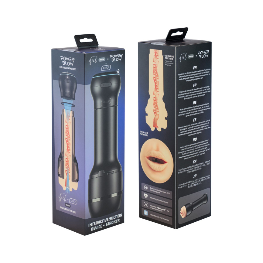 Мастурбатор-ротик Kiiroo Feel Mouth зі всмоктувальною інтерактивною насадкою PowerBlow Combo Set фото 5