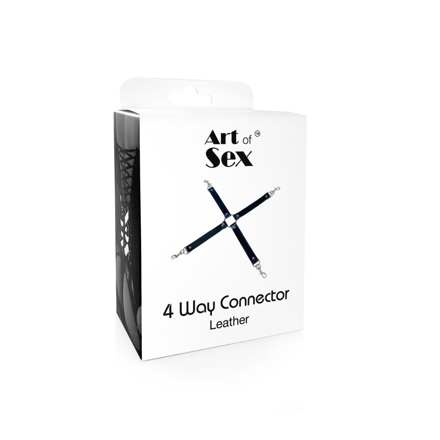Хрестовина з натуральної шкіри Art of Sex – 4 Way Connector, чорний фото 4
