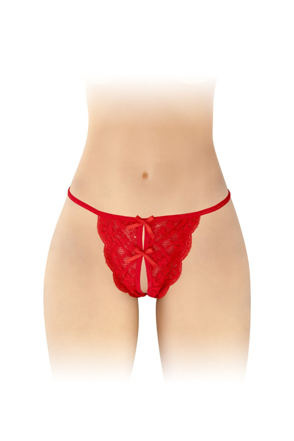 Трусики з відкритим доступом Fashion Secret Cindy Red, мереживо з бантиком фото 1