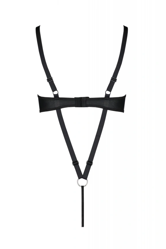Боди из экокожи Passion CELINE BODY 4XL/5XL black, с доступом, открытый фото 4