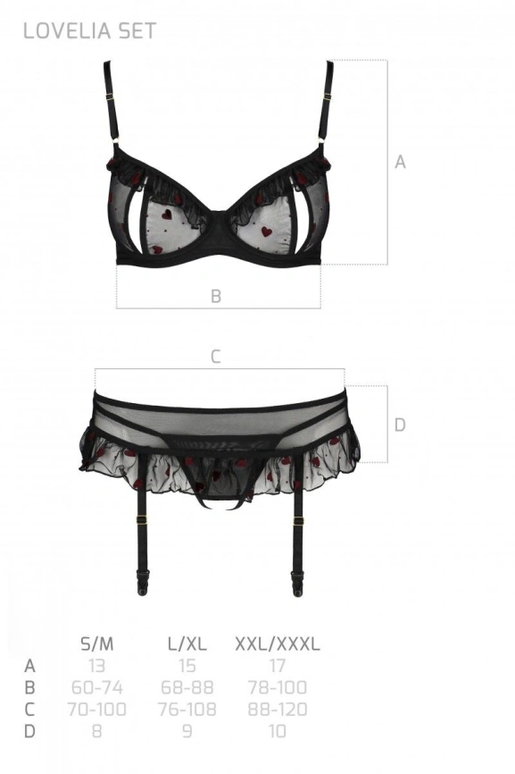 Сексуальный комплект с поясом для чулок Passion LOVELIA SET L/XL, black фото 7