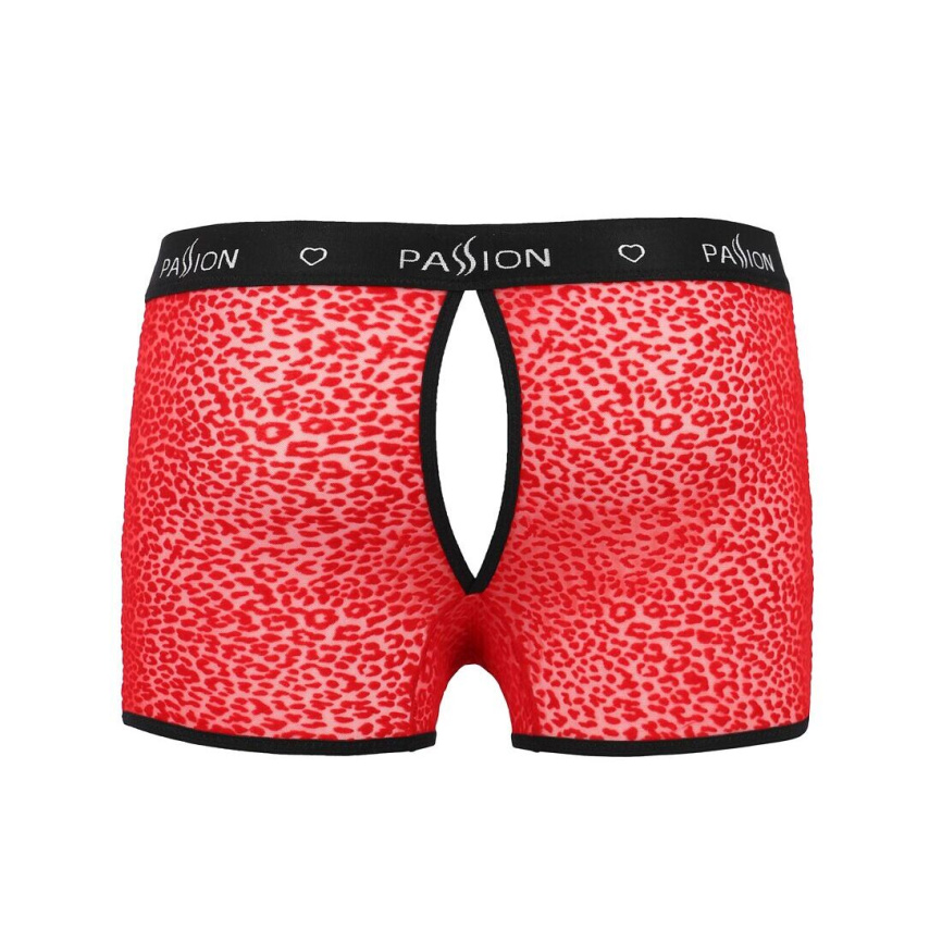 Чоловічі прозорі боксери Passion 046 SHORT PARKER XXL/XXXL Red, сітка, під леопард фото 12