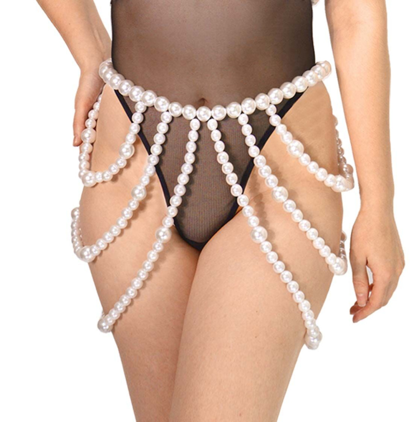 Спідниця з перлин Art of Sex - Jasmine, колір білий, розмір XS-2XL фото 1