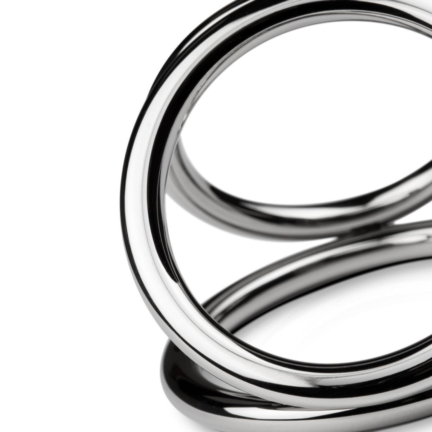 Потрійне ерекційне кільце Sinner Gear Unbendable – Triad Chamber Metal Cock and Ball Ring – Large фото 4