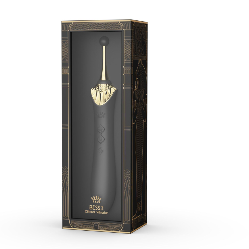 Мультифункціональний вібратор Zalo — Bess 2 Obsidian Black, 4 насадки, підігрів фото 11