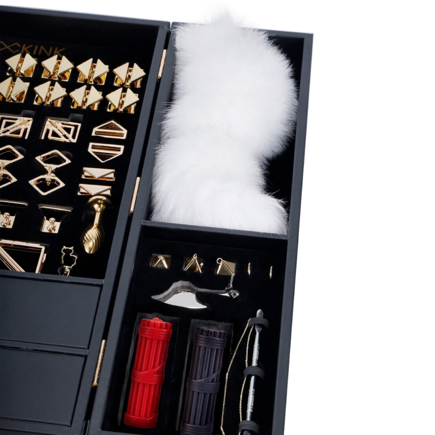 БДСМ-набір LOCKINK All-in-1 BDSM Play Kit, чорний, шкіра з тисненням, предмети для бондажу, шибарі, ваксплею фото 10
