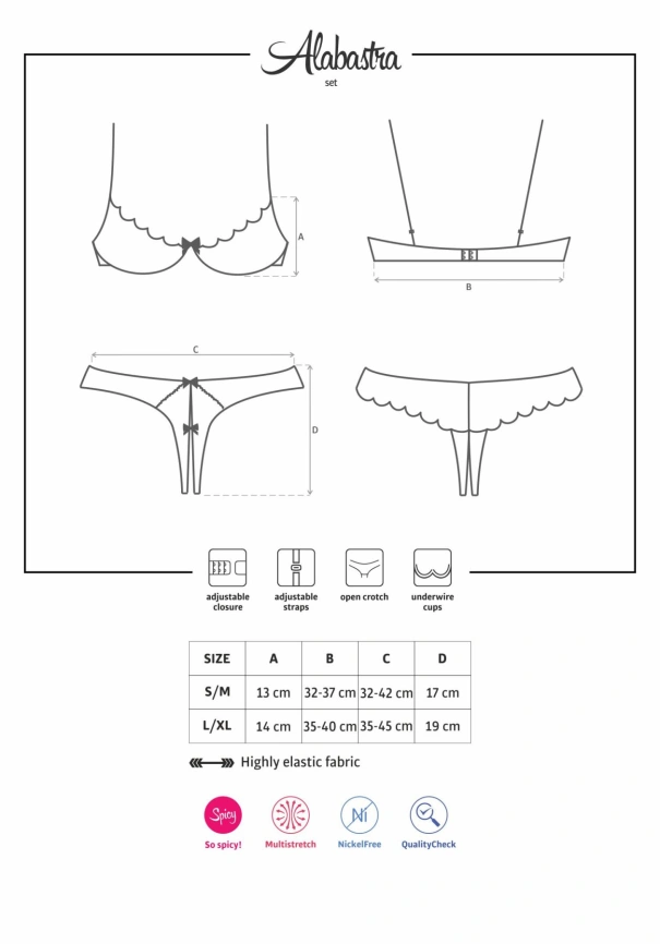 Эротический комплект с бюстгальтером-получашкой Obsessive Alabastra L/XL, белый, трусики с доступом фото 7