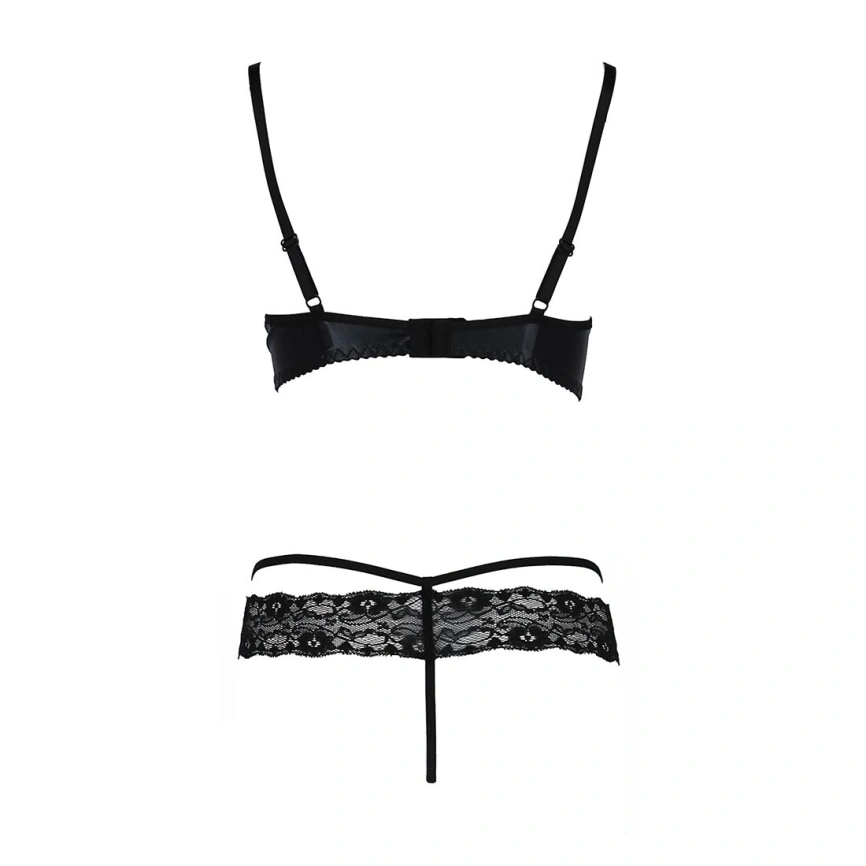 Комплект белья Passion Exclusive NORTH SET XXL/XXXL, black, лиф и трусики с элементами под латекс фото 9