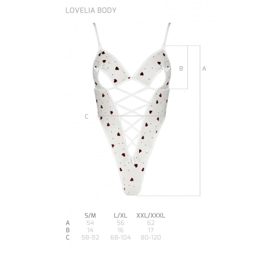 Эротическое боди с рисунком Passion LOVELIA BODY S/M, white фото 14