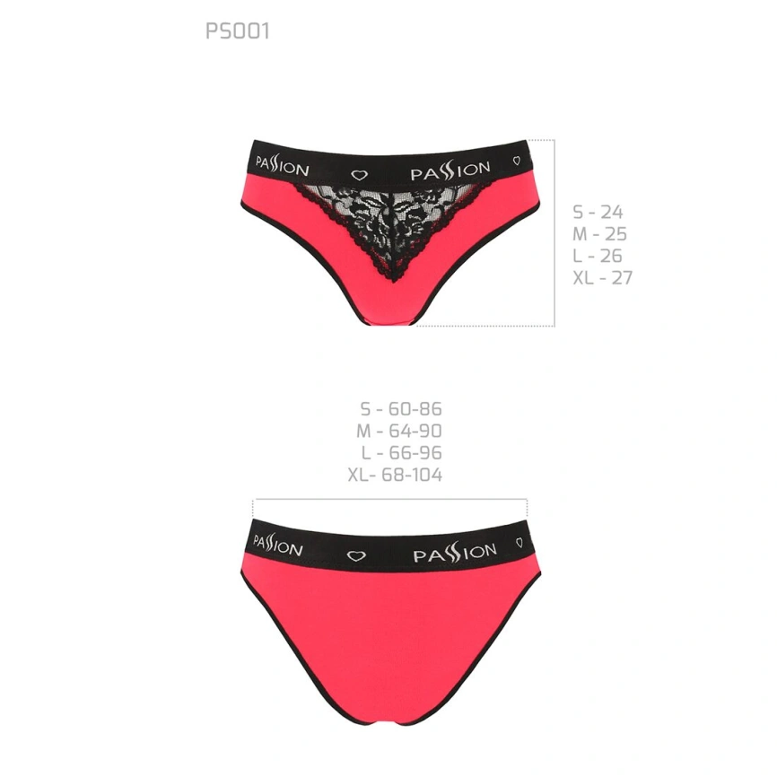 Трусики с широкой резинкой и кружевом Passion PS001 PANTIES XL, red-black фото 10