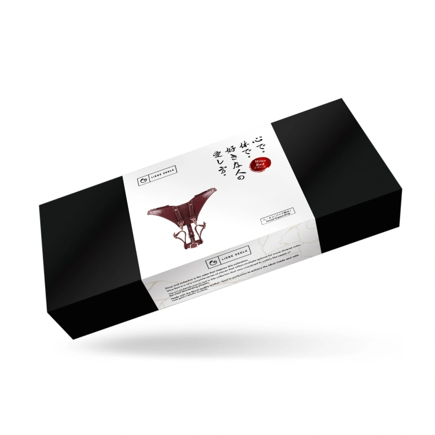 Кожаные трусики для вибратора Liebe Seele Wine Red Forced Orgasm Strop, полностью регулируемые фото 8