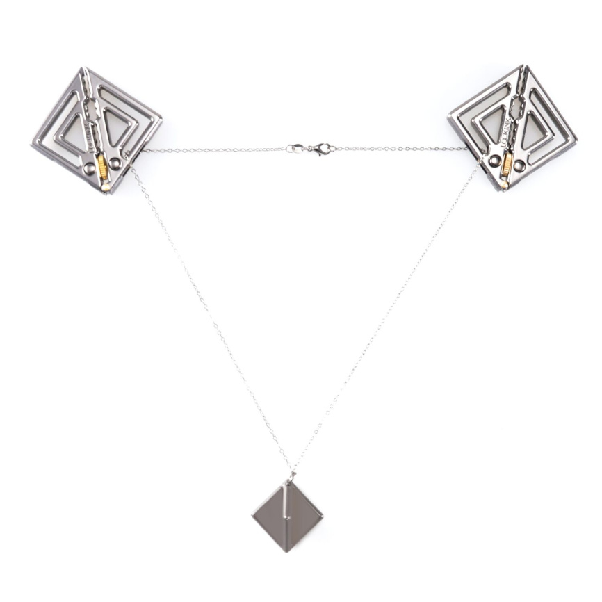 Затискачі для сосків з легкою підвіскою LOCKINK Adjustable Nipple Clamps with Light Pendant, сріблясті фото 1