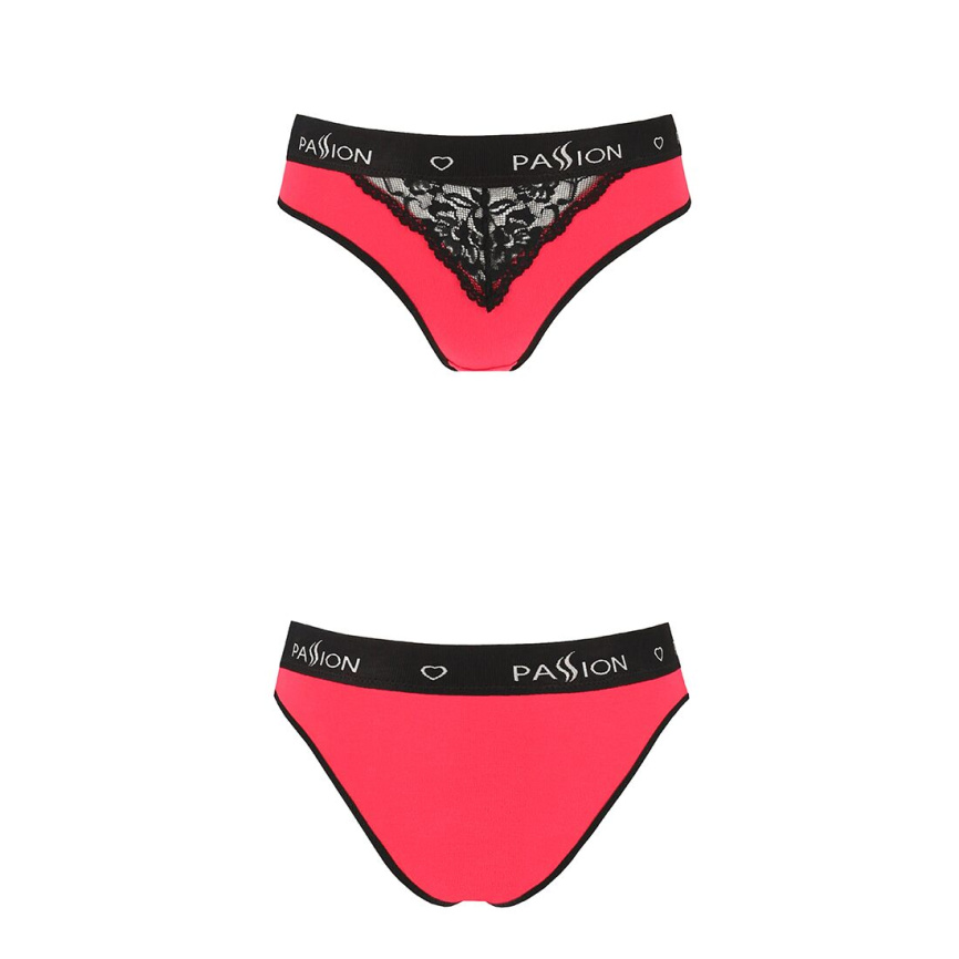 Трусики з широкою гумкою і мереживом Passion PS001 PANTIES S, red-black фото 4