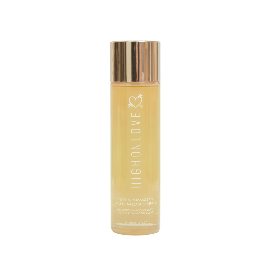 Масажна олія HighOnLove Massage Oil - Decadent White Chocolate (120 мл) з маслом насіння конопель фото 2
