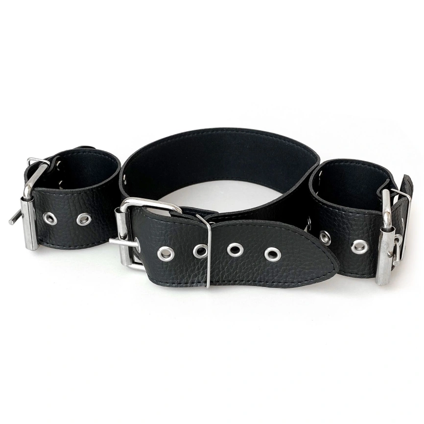 Ошейник с наручниками из натуральной кожи Art of Sex - Bondage Collar with Handcuffs фото 4