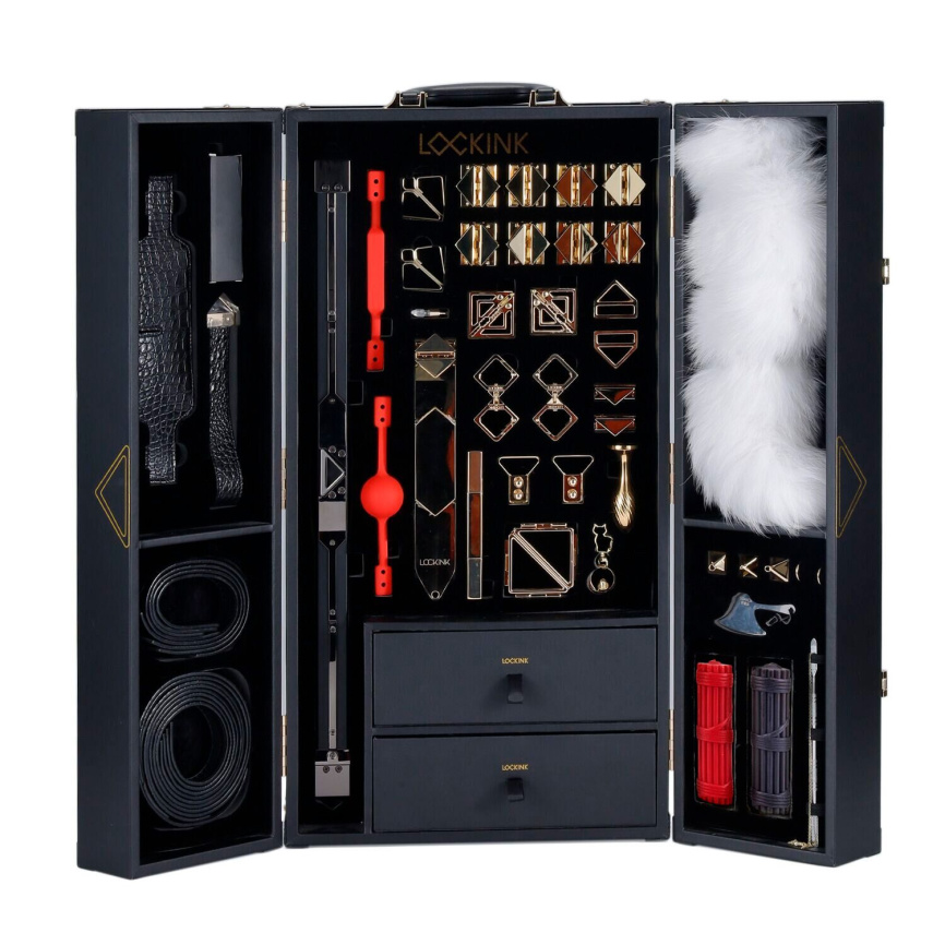 БДСМ-набір LOCKINK All-in-1 BDSM Play Kit, чорний, шкіра з тисненням, предмети для бондажу, шибарі, ваксплею фото 8