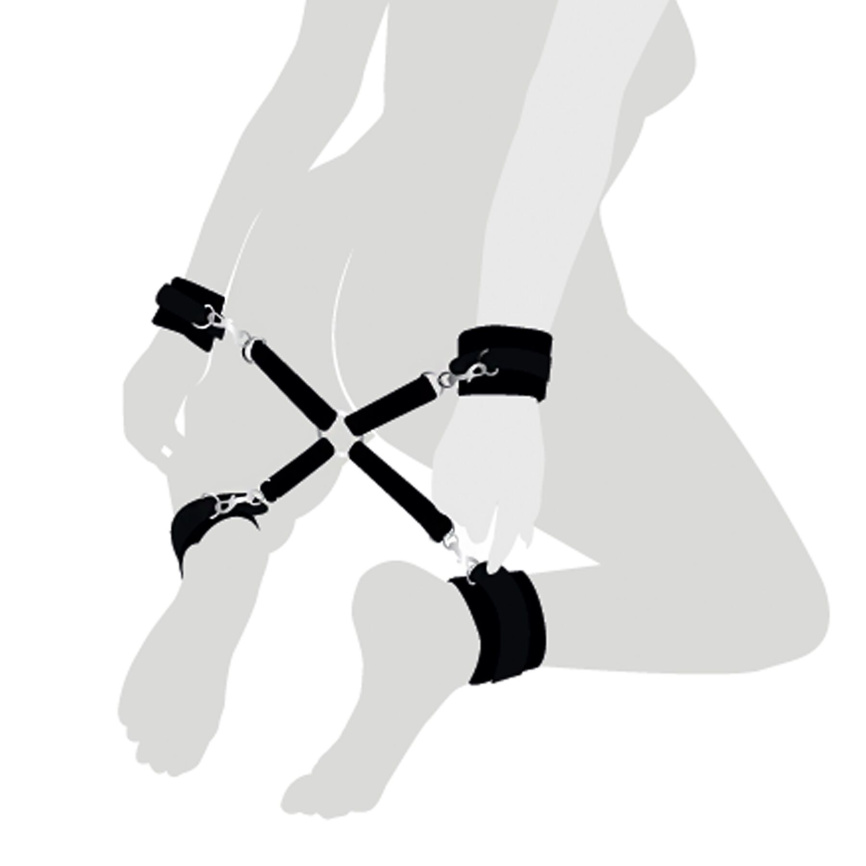 Хрестовина з натуральної шкіри Art of Sex – 4 Way Connector, чорний фото 1