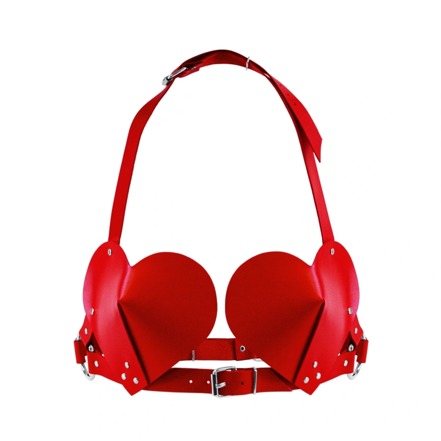 Лиф Сердце из натуральной кожи Feral Feelings - Hearts Bra Red фото 1