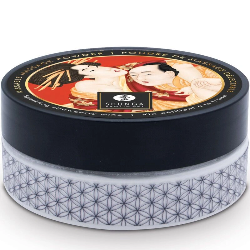 Вкусная пудра для оральных ласк Shunga Body Powder Sparkling Strawberry Wine, 75 г, аромат клубники фото 3