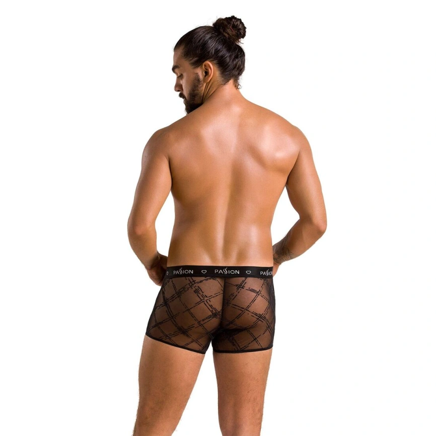 Мужские прозрачные боксеры Passion 032 SHORT JAMES S/M Black, сетка фото 10