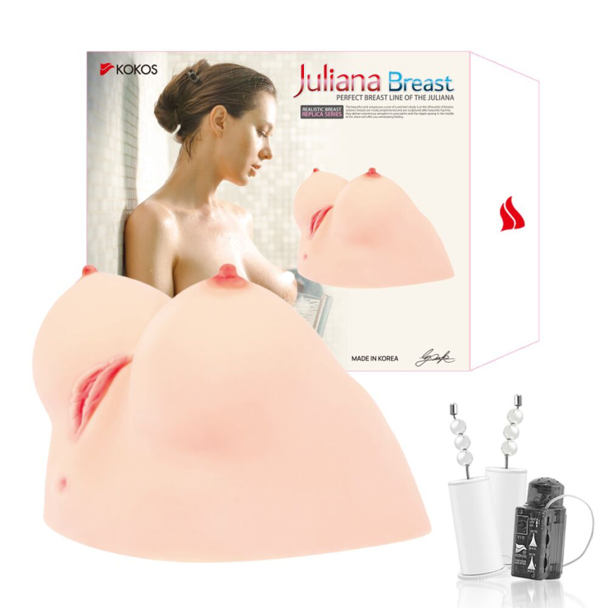 Мастурбатор Kokos Juilana Breast 2WayPlus з функцією масажу та вібрацією фото 7