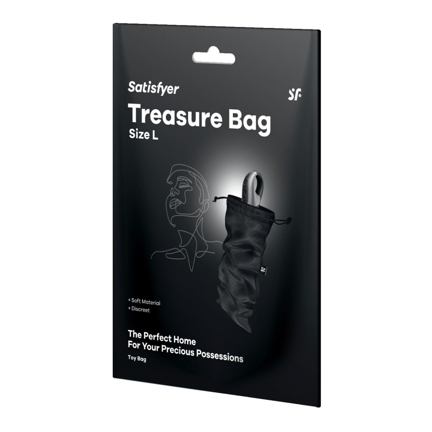 Мішечок для секс-іграшок Satisfyer Treasure Bag L, чорний, на шнурку фото 3