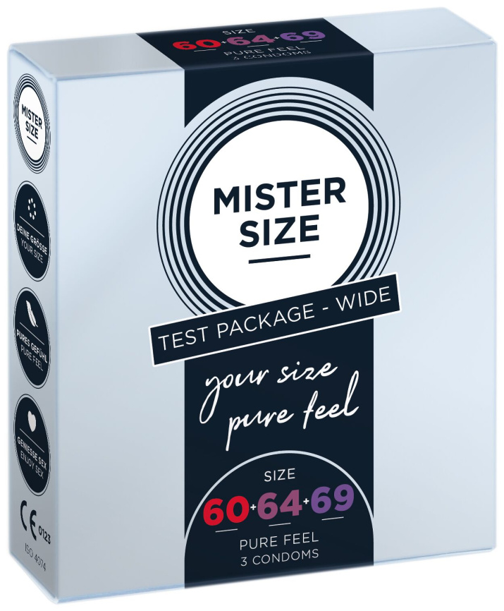 Набір презервативів Mister Size - pure feel - 60–64–69 (3 condoms), 3 розміри, товщина 0,05 мм фото 1