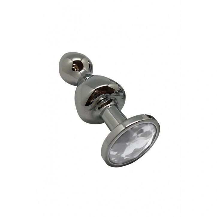 Металлическая анальна пробка Wooomy Lollypop Double Ball Metal Plug S, диаметр 2,8 см, длина 8,5 см фото 1