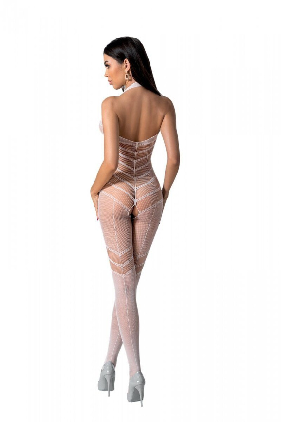 Бодістокінг з плетінням на животику Passion BS100 One Size, white, декоративний шов, з доступом фото 2
