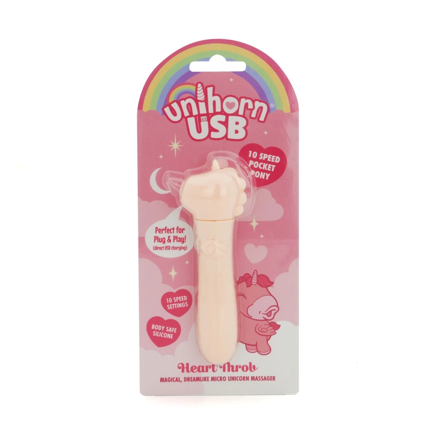 Вибратор-единорожка Unihorn USB Bullet – Heart Throb, вибропуля, USB-зарядка, 10 режимов фото 6