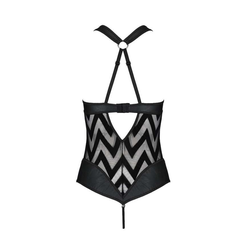 Сітчастий боді з халтером та ритмічним малюнком Passion Hima Body S/M, black фото 4