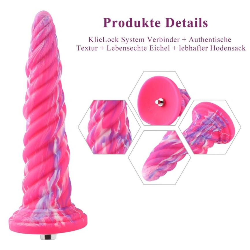 Фантазийный фаллоимитатор 10.12″ для секс-машин Hismith Silicone Dildo rose Monster Series, KlicLok фото 2
