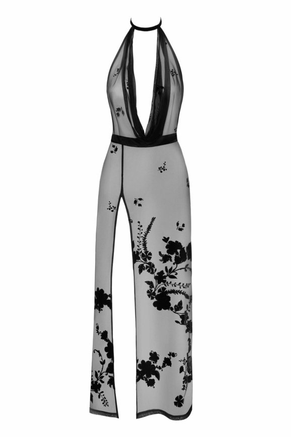 Сукня Noir Handmade F312 Divinity, XL, black, прозора, до підлоги, відкрита спина, розріз збоку фото 4