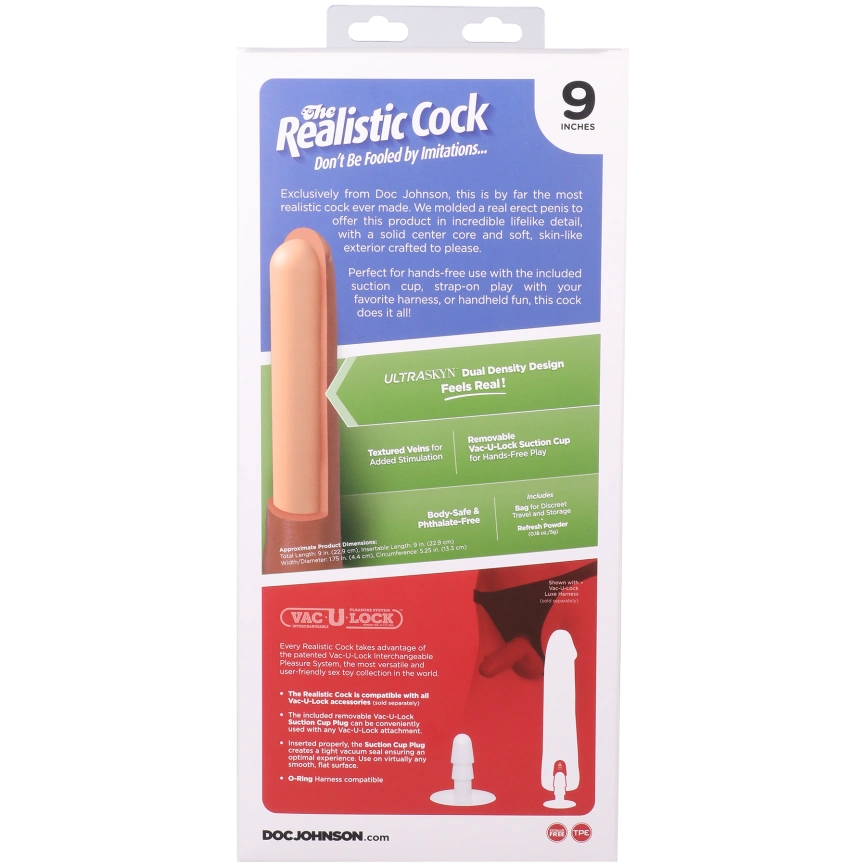 Фаллоимитатор Doc Johnson The Realistic Cock ULTRASKYN - 9 Inch Chocolate фото 11
