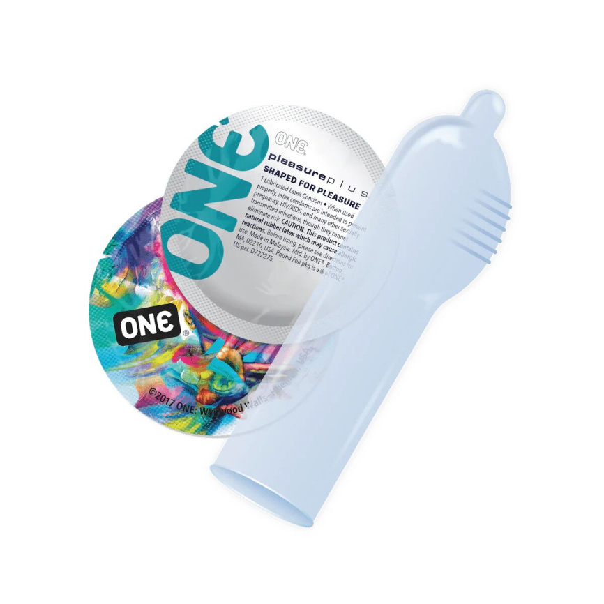Презервативи ONE Pleasure Plus, 12 шт, з ребристою ділянкою на кінці, подарункове паковання-тубус фото 2