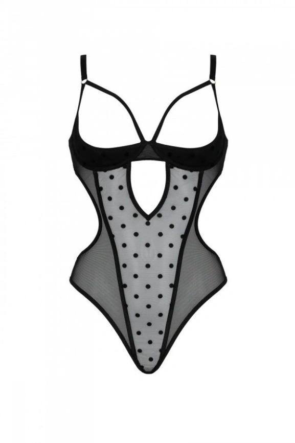 Эротическое боди Passion MARINA BODY, XXL/XXXL, black, с открытыми чашками фото 3