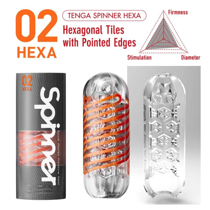 Мастурбатор Tenga Spinner 02 Hexa с упругой стимулирующей спиралью внутри, стандартная спираль фото 3