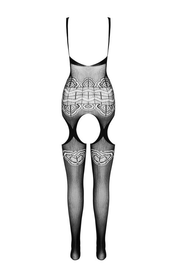 Бодістокінг Passion ECO BS005 black, щільний, відкритий доступ, імітація підв’язок фото 6