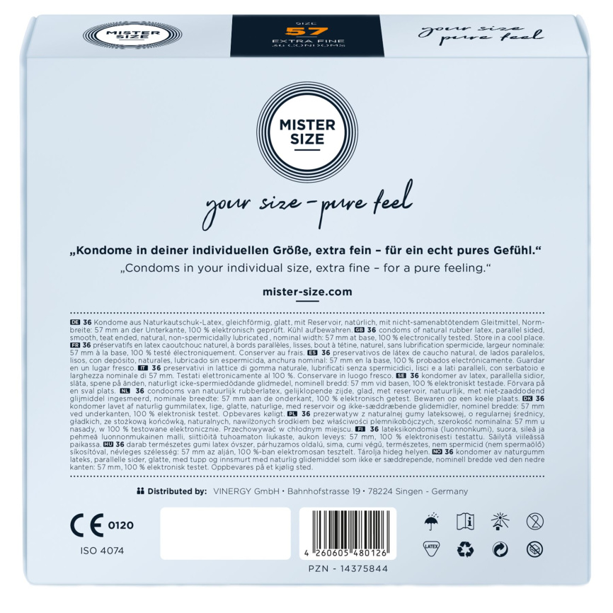 Презервативи Mister Size - pure feel - 57 (36 condoms), товщина 0,05 мм фото 3