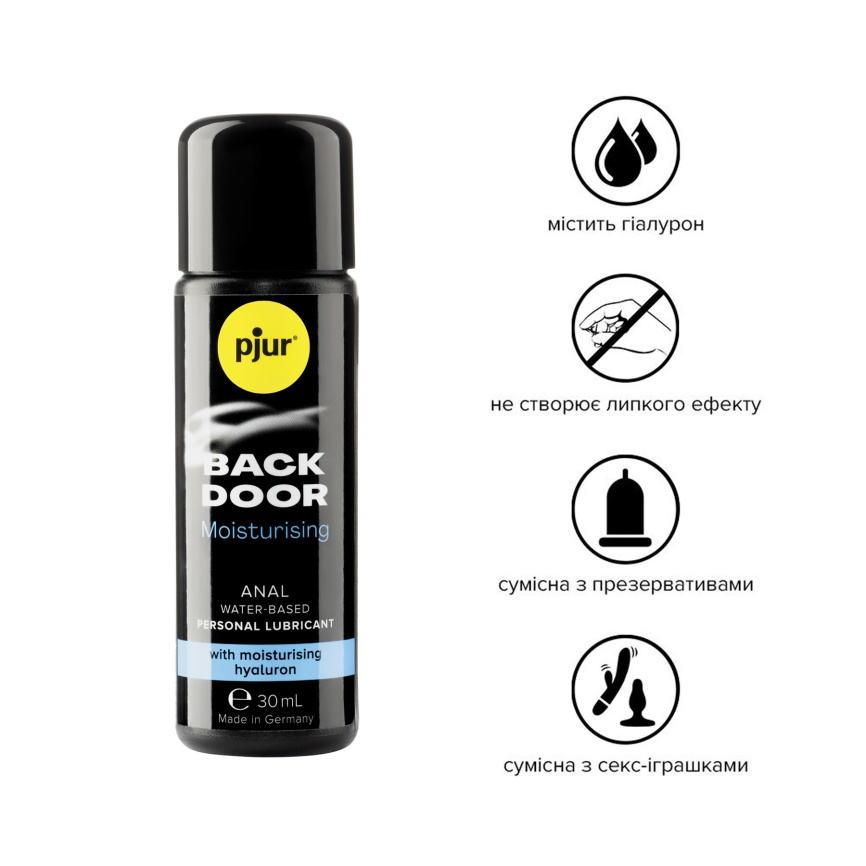 Анальний лубрикант pjur BACK DOOR Moisturising 30 мл, на водній основі, з гіалуроном, ефект силікону фото 5