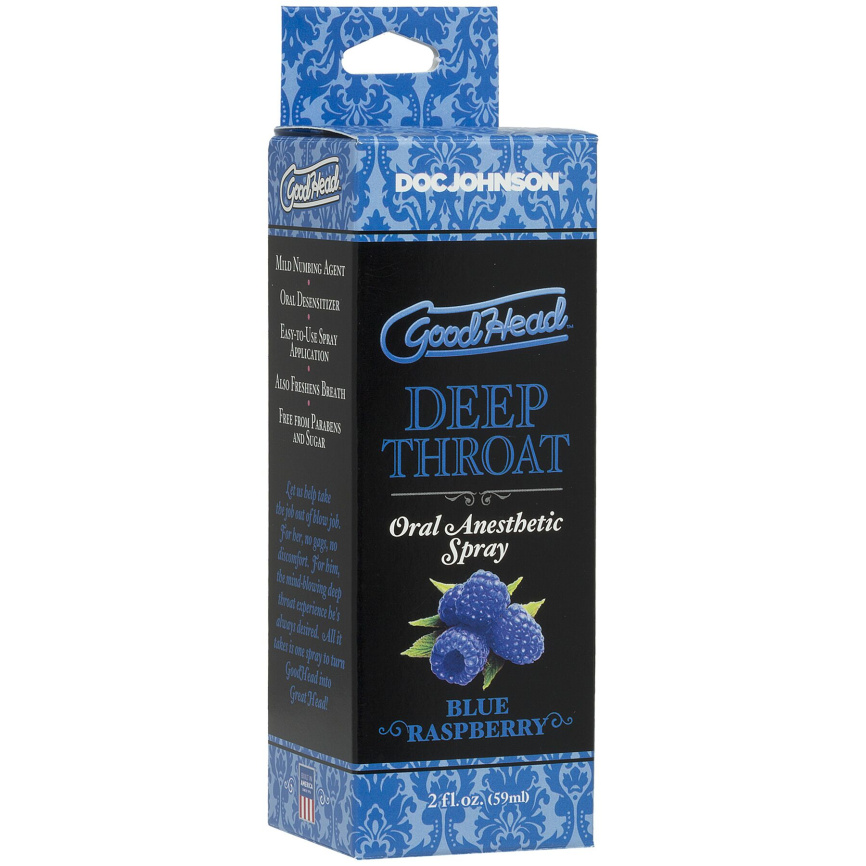 Спрей для мінету Doc Johnson GoodHead DeepThroat Spray - Blue Raspberry 59 мл для глибокого мінету фото 2