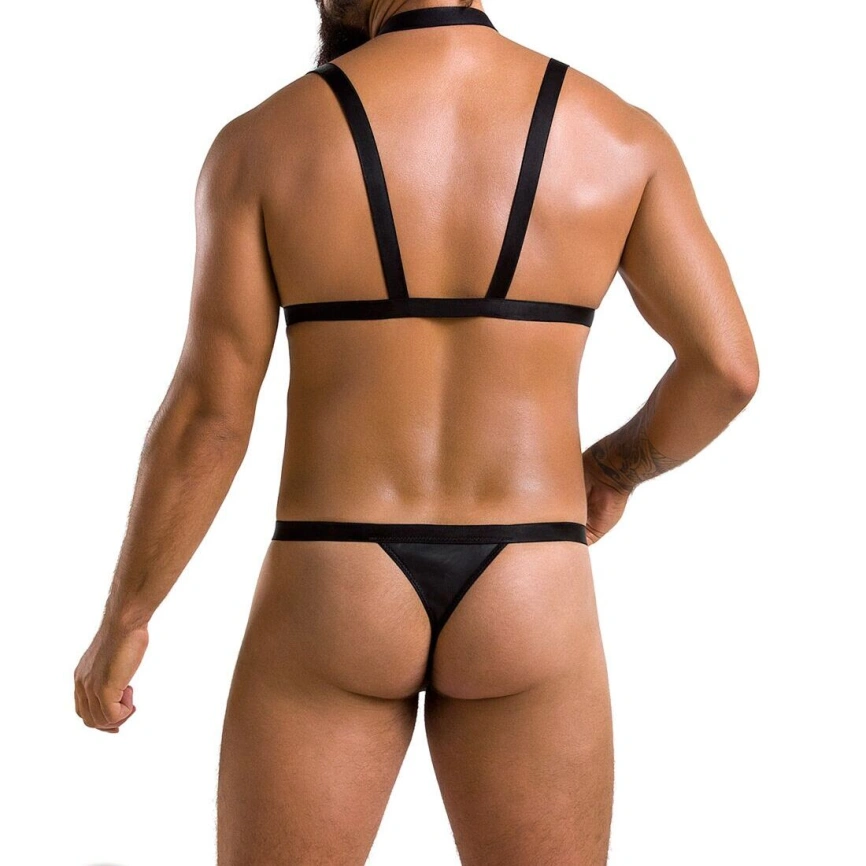 Комплект мужского белья из стреп Passion 039 SET ANDREW L/XL Black, стринги, шлейка фото 8