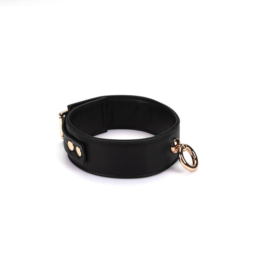 Нашийник з повідцем Liebe Seele Black Organosilicon Collar with Leash, екошкіра фото 4