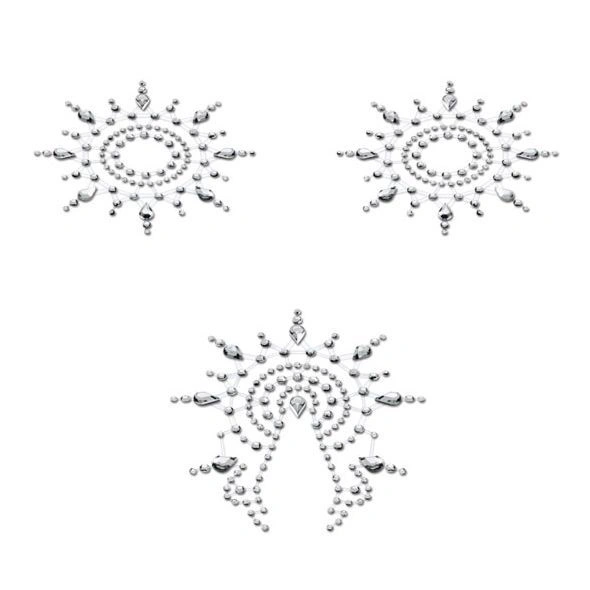 Пэстис из кристаллов Petits Joujoux Gloria set of 3 - Silver, украшение на грудь и вульву фото 1
