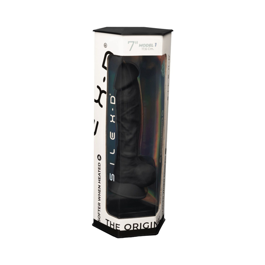 Фалоімітатор SilexD Johnny Black (MODEL 1 size 7in), двошаровий, силікон + Silexpan, діаметр 3,8см фото 14
