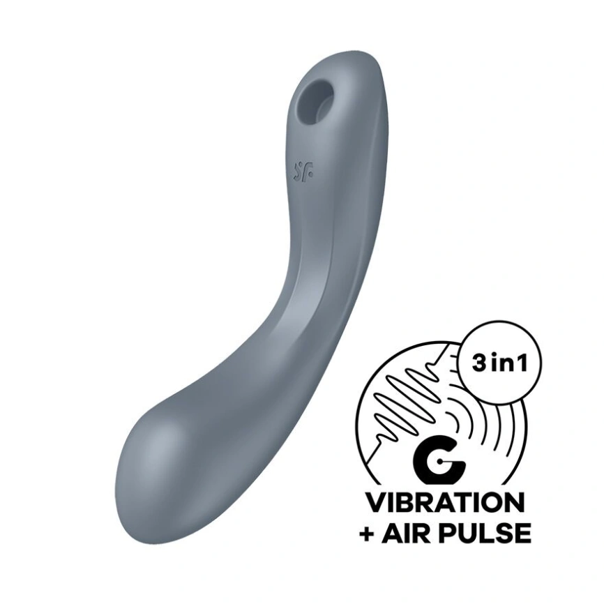 Вакуумный стимулятор с вибрацией Satisfyer Curvy Trinity 1 Bluegrey, игрушка 3в1 фото 1