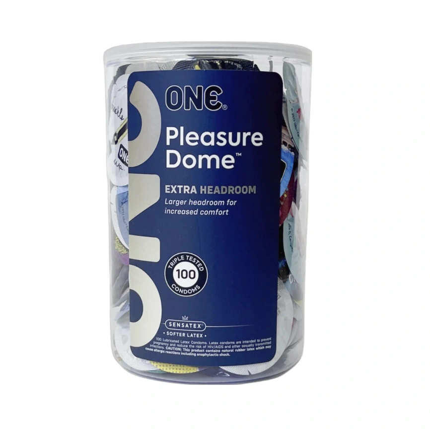 Набор презервативов ONE Pleasure Dome, 100 шт, гладкие, с расширенной головкой, упаковка-тубус фото 1