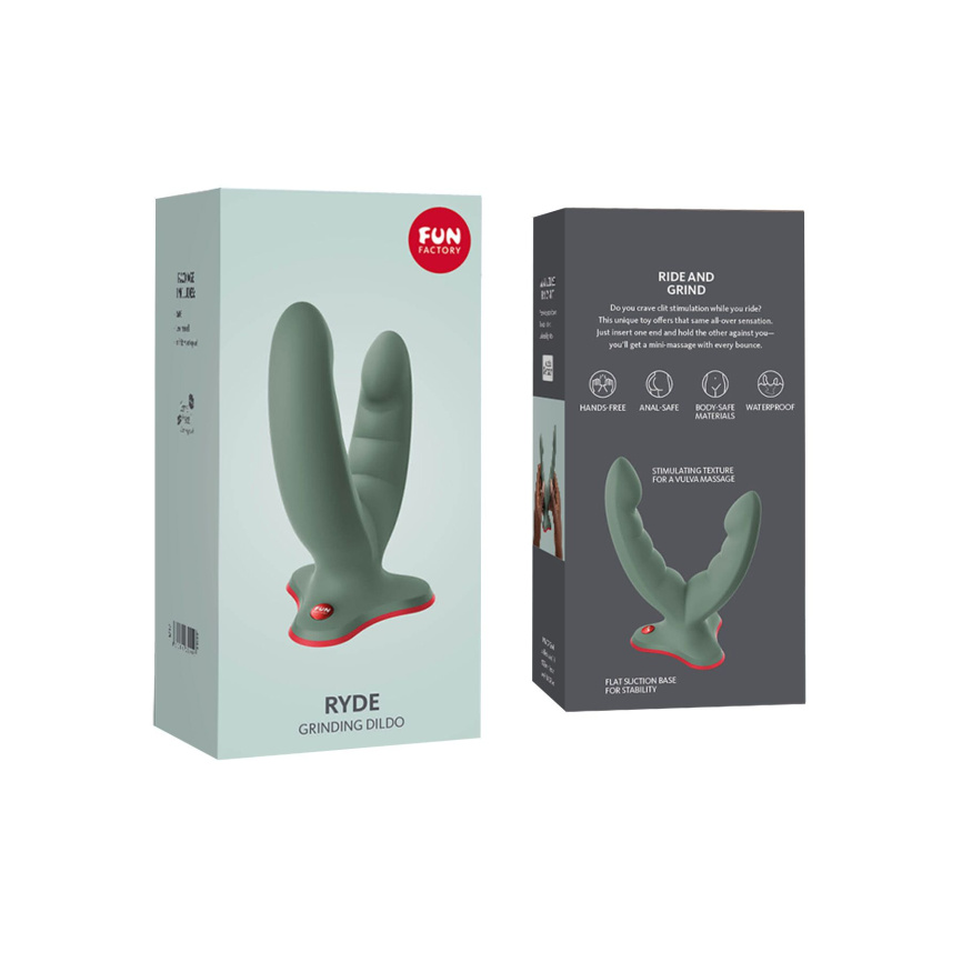 Подвійний фалоімітатор Fun Factory RYDE wild olive, гнучкі стовбури, присоска фото 10