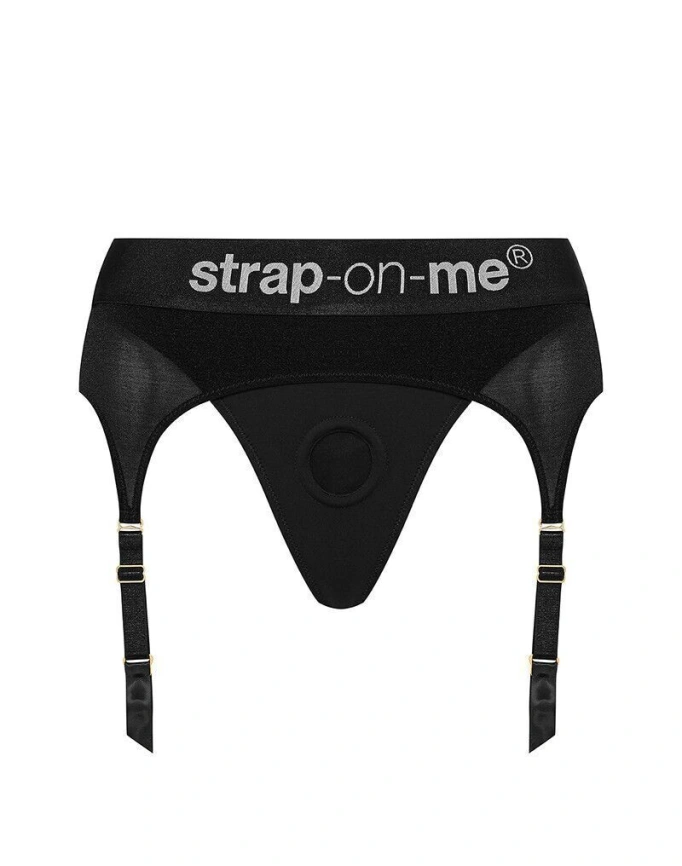 Трусы для страпона с подвязками для чулок Strap-On-Me REBEL HARNESS - XS (мятая упаковка!!!) фото 4