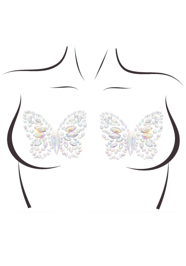 Пэстис-бабочки из кристаллов Leg Avenue Chrysallis nipple sticker, наклейки, светятся в темноте фото 1
